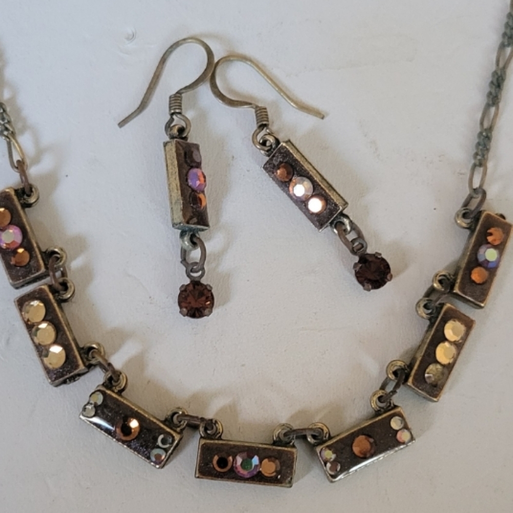 ANA KOPLIK designer Swarovski handmade jewelry set necklace & earrings